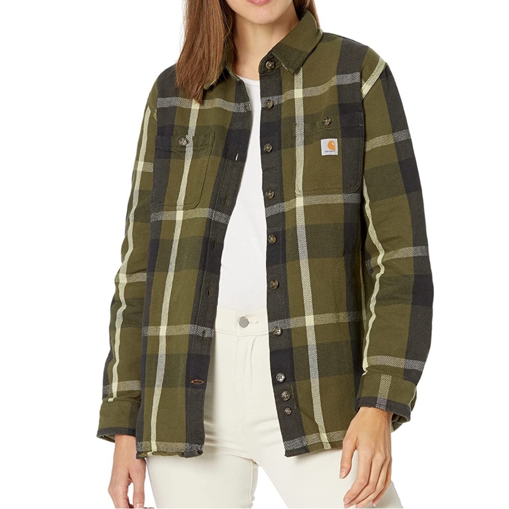 Carhartt Women's Olive Plaid Button Down Shirt